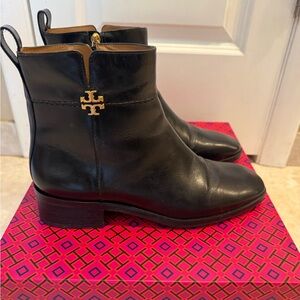 Tory Burch Black Leather Flat Boots